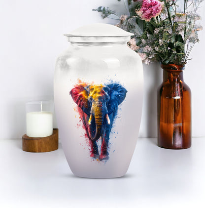 10 inch Classic Elephant Urn with Butterfly