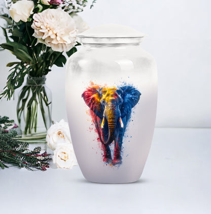 10 inch Classic Elephant Urn with Butterfly