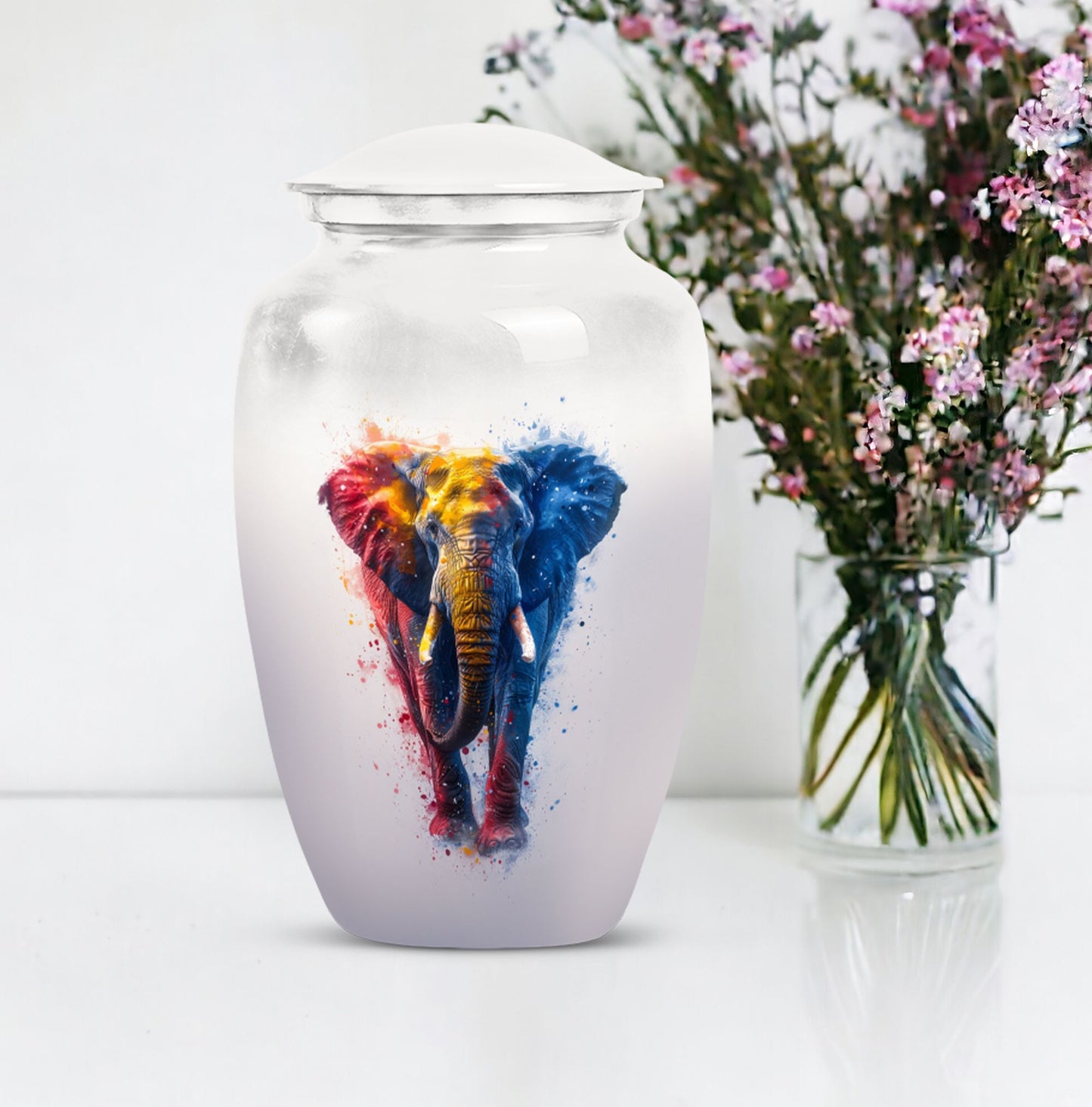 10 inch Classic Elephant Urn with Butterfly