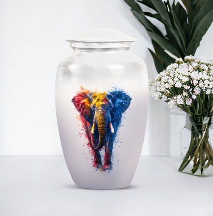 10 inch Classic Elephant Urn with Butterfly