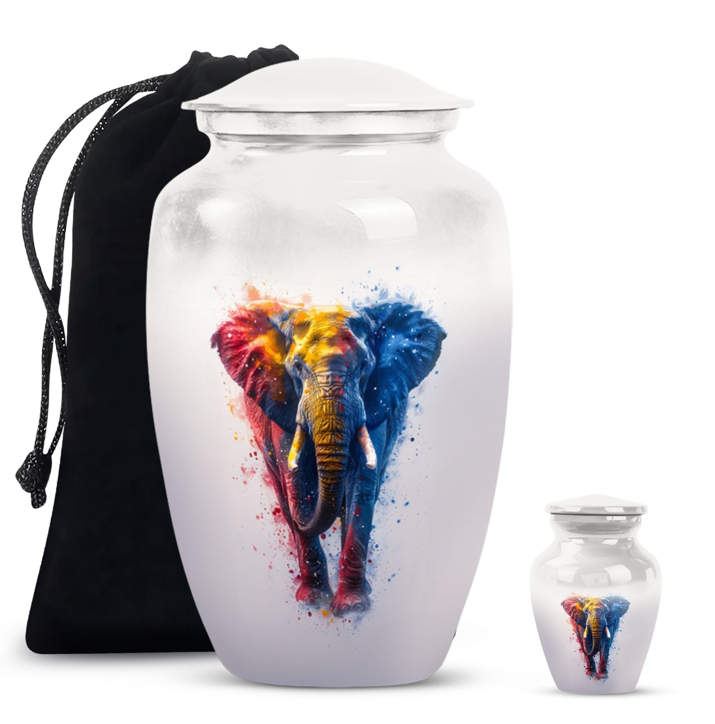 10 inch Classic Elephant Urn with Butterfly