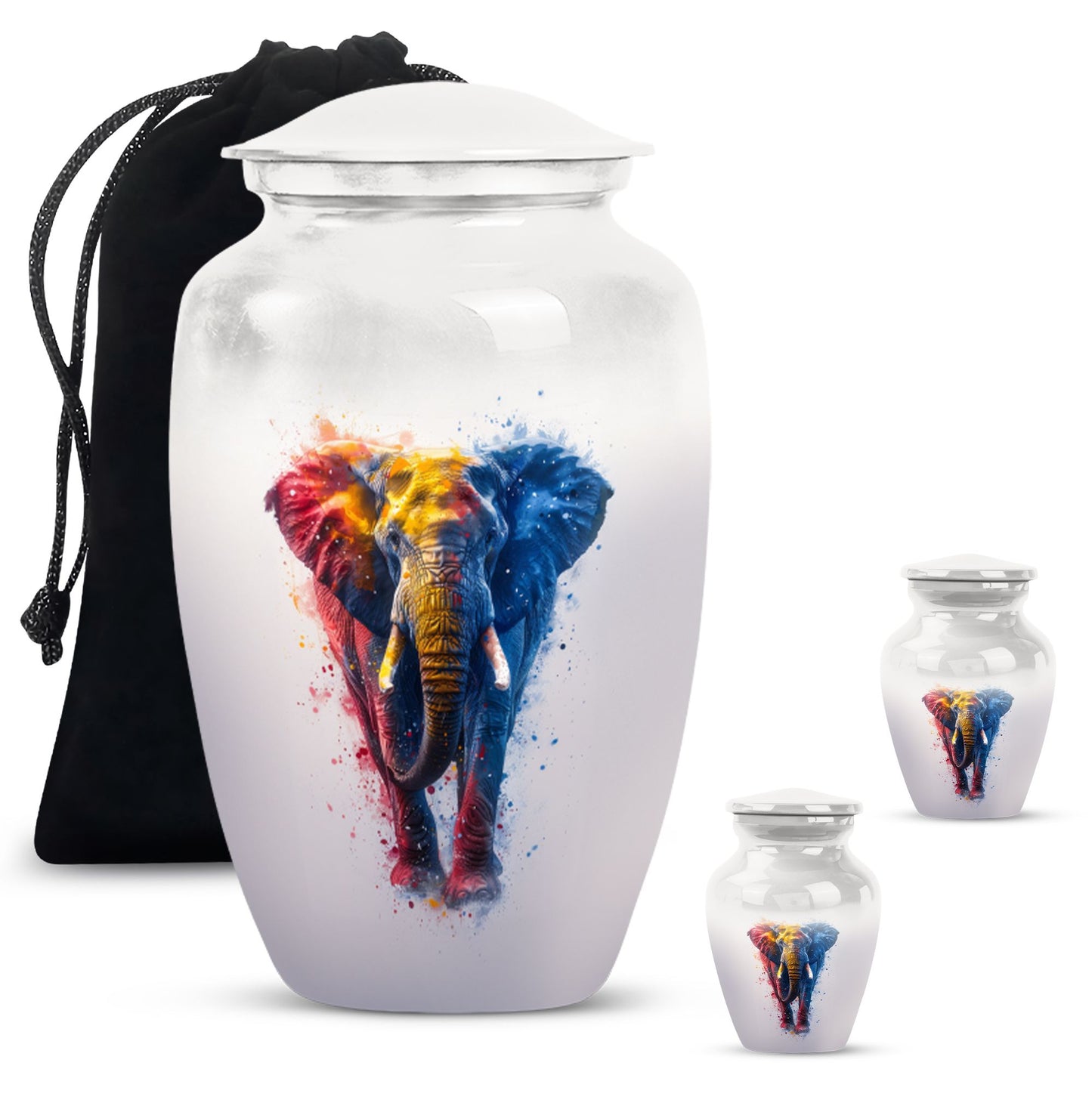 10 inch Classic Elephant Urn with Butterfly