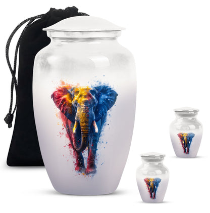 10 inch Classic Elephant Urn with Butterfly