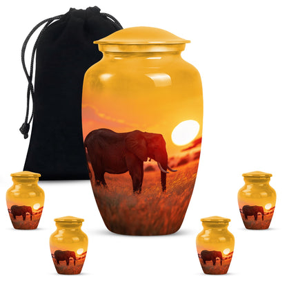 Classic 10-inch Elephant Urn, large aluminium cremation urn.