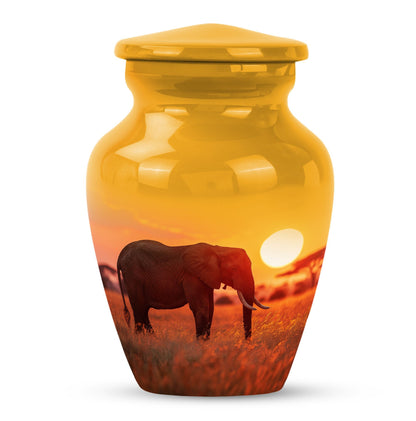 Classic 10-inch Elephant Urn, large aluminium cremation urn.