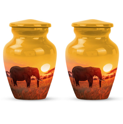 Classic 10-inch Elephant Urn, large aluminium cremation urn.
