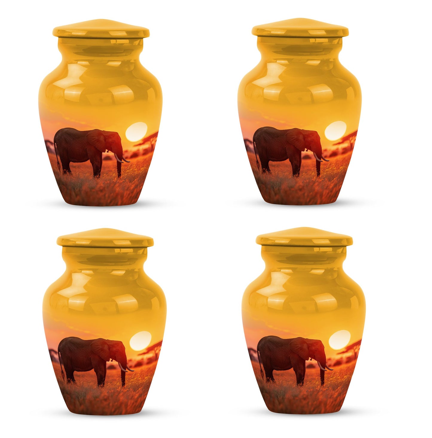 Classic 10-inch Elephant Urn, large aluminium cremation urn.
