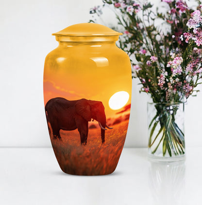 Classic 10-inch Elephant Urn, large aluminium cremation urn.