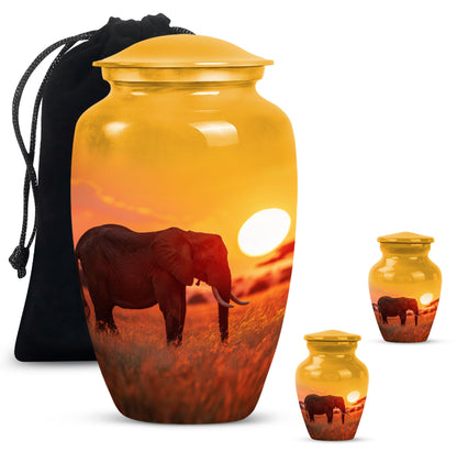 Classic 10-inch Elephant Urn, large aluminium cremation urn.