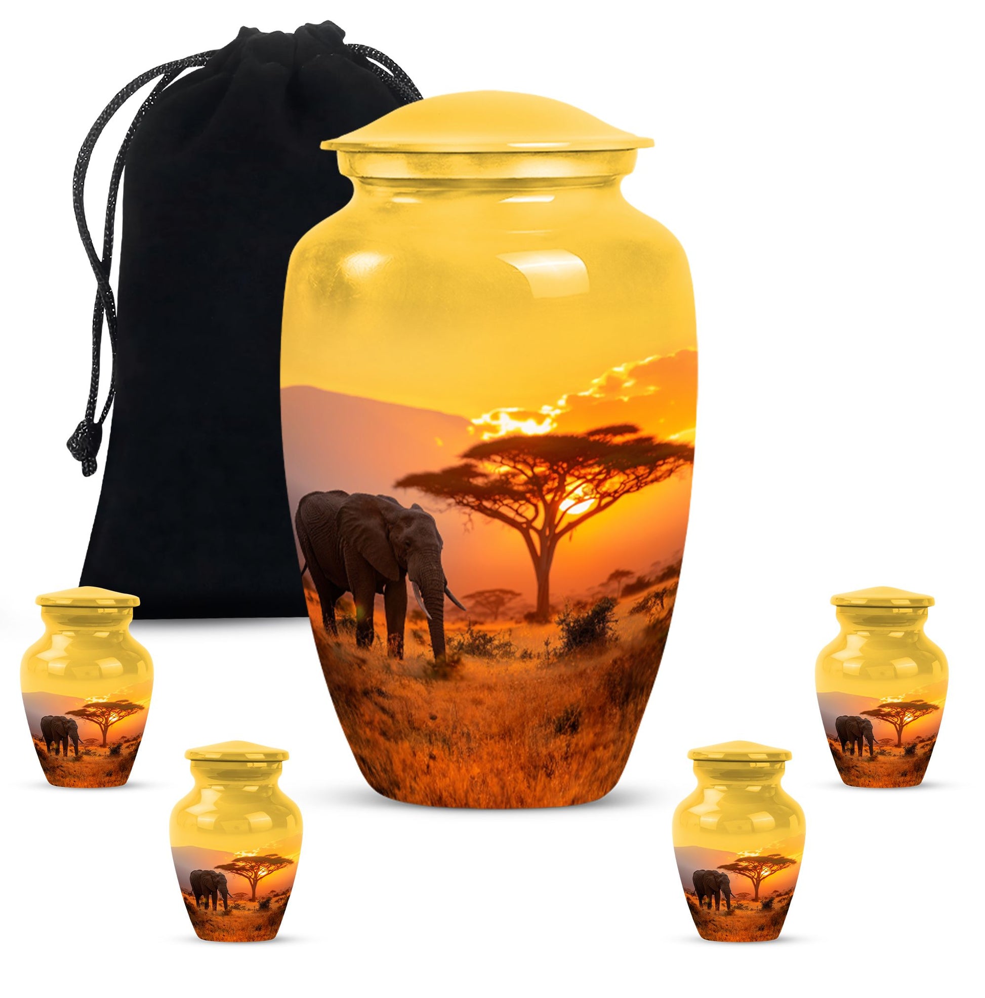 Elephant Urn with Butterfly theme for men's memorial, 