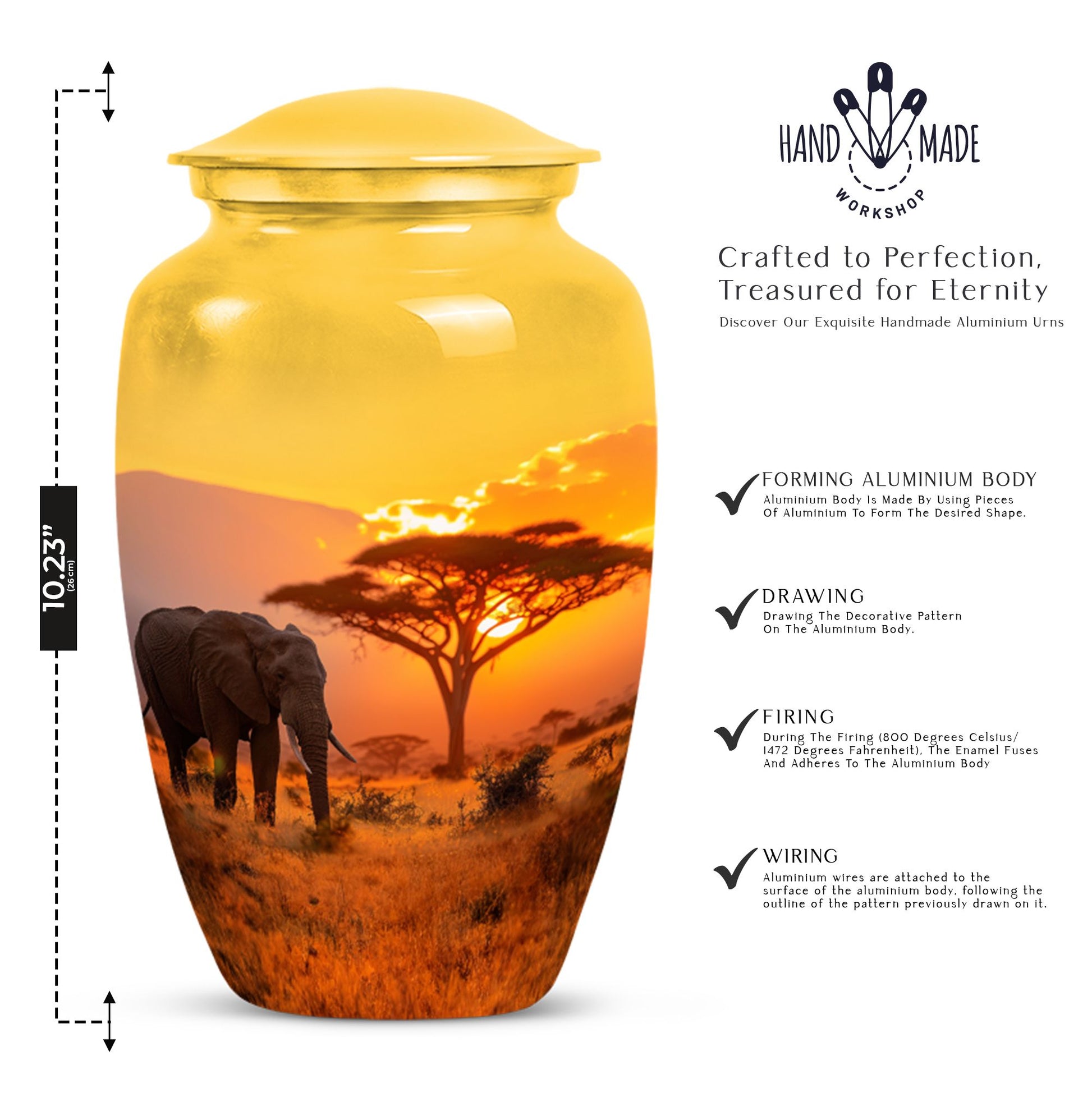 Elephant Urn with Butterfly theme for men's memorial, 