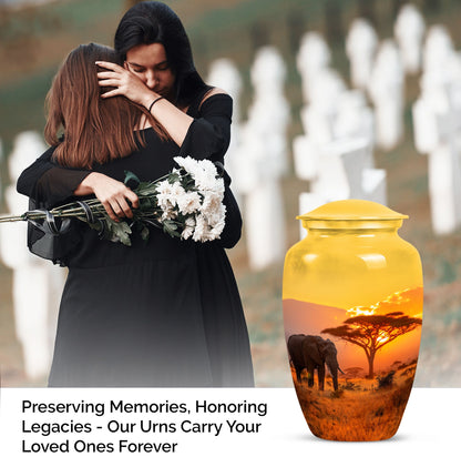 Elephant Urn with Butterfly theme for men's memorial, 