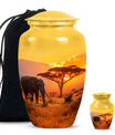 Elephant Urn with Butterfly theme for men's memorial, 