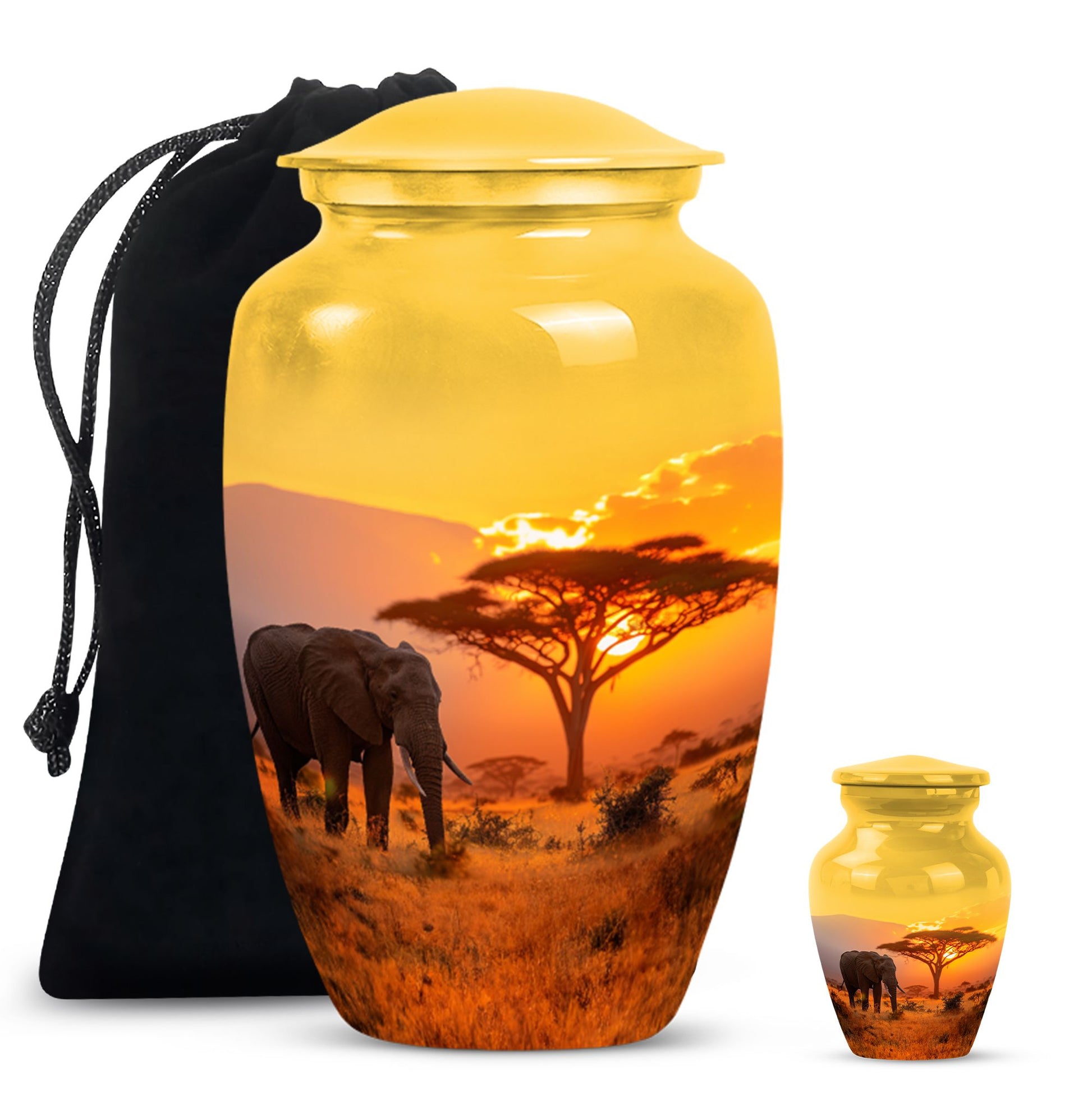 Elephant Urn with Butterfly theme for men's memorial, 
