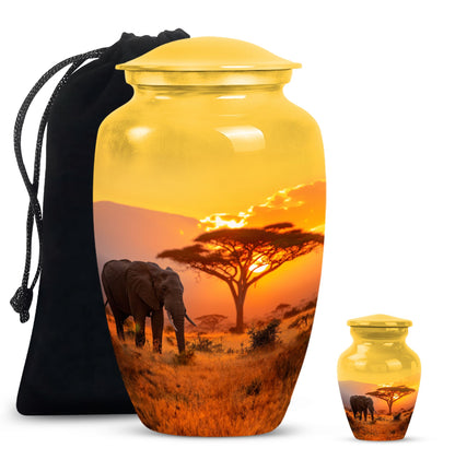 Elephant Urn with Butterfly theme for men's memorial, 