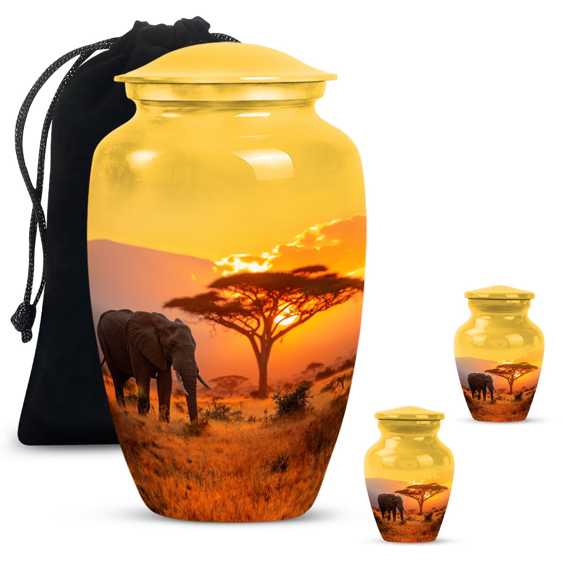 Elephant Urn with Butterfly theme for men's memorial, 