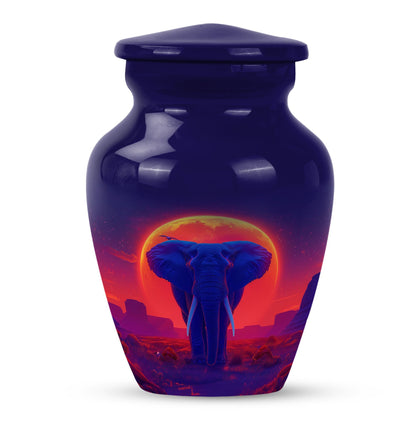 Large 10 inch classic elephant urn with butterfly design.