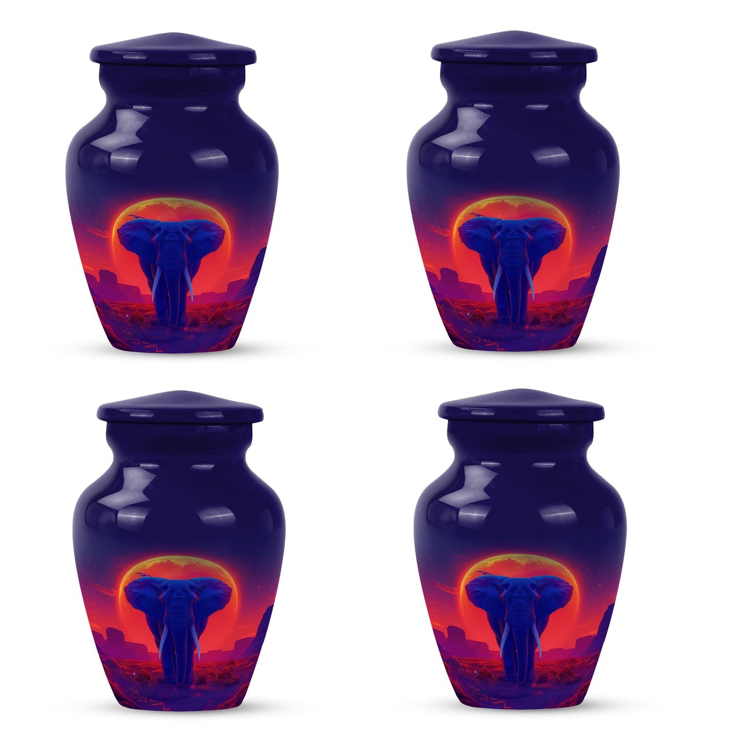 Large 10 inch classic elephant urn with butterfly design.