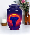 Large 10 inch classic elephant urn with butterfly design.