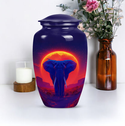 Large 10 inch classic elephant urn with butterfly design.
