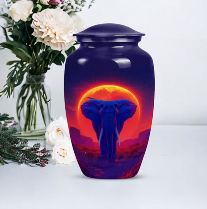 Large 10 inch classic elephant urn with butterfly design.