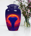 Large 10 inch classic elephant urn with butterfly design.