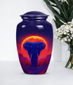 Large 10 inch classic elephant urn with butterfly design.