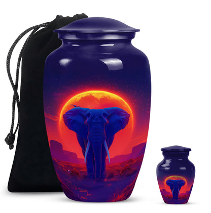 Large 10 inch classic elephant urn with butterfly design.