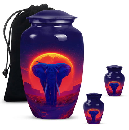 Large 10 inch classic elephant urn with butterfly design.