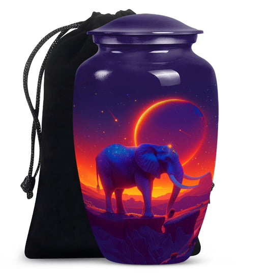 Elephant Urn memorial urn for adults with butterfly theme.
