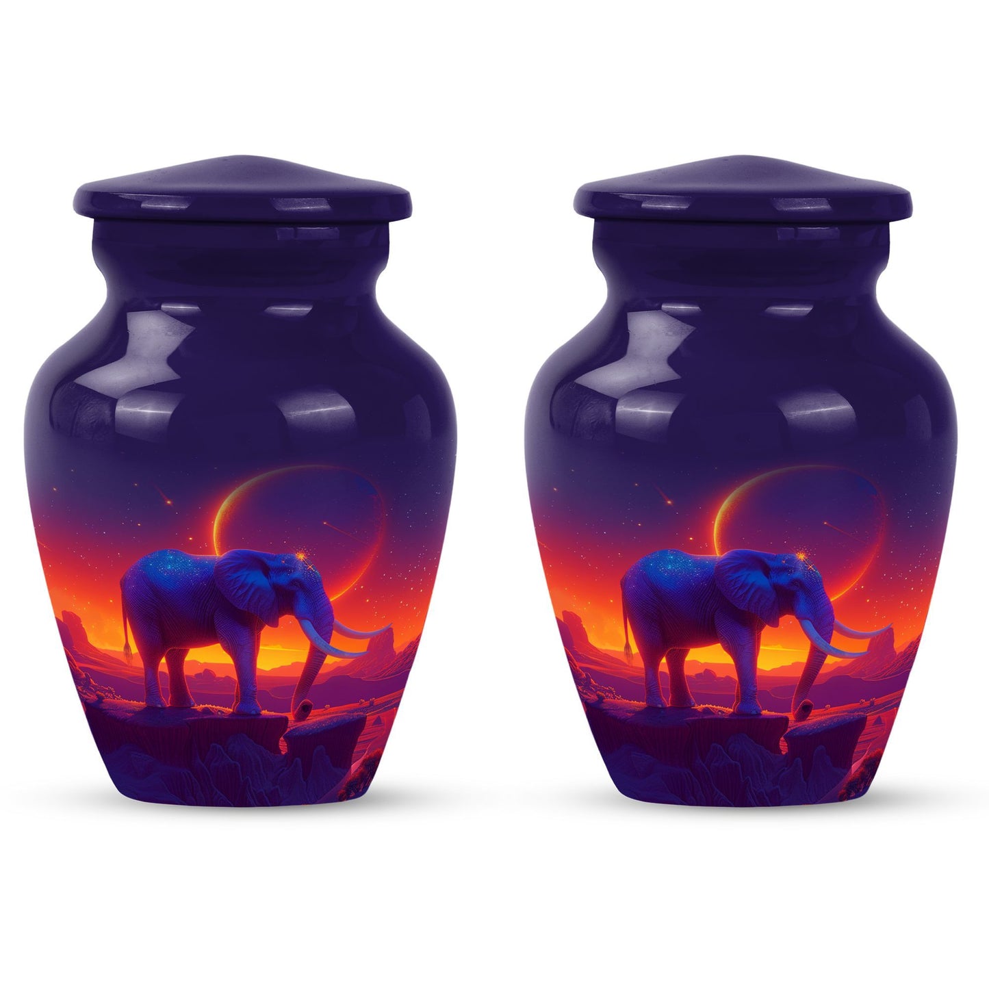 Elephant Urn memorial urn for adults with butterfly theme.