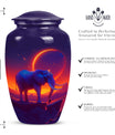 Elephant Urn memorial urn for adults with butterfly theme.