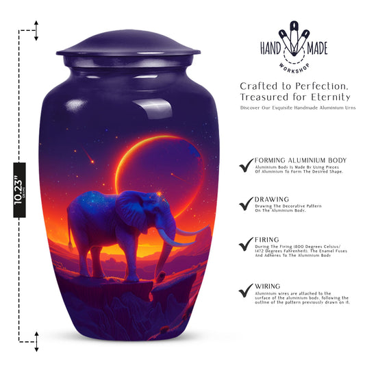 Elephant Urn memorial urn for adults with butterfly theme.