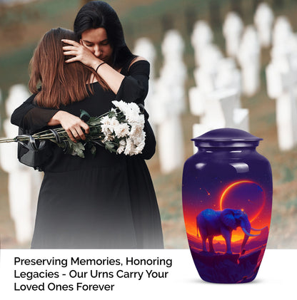 Elephant Urn memorial urn for adults with butterfly theme.