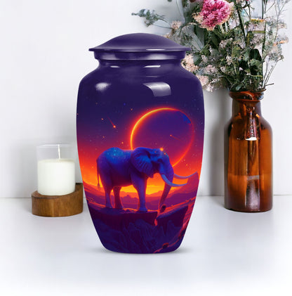 Elephant Urn memorial urn for adults with butterfly theme.