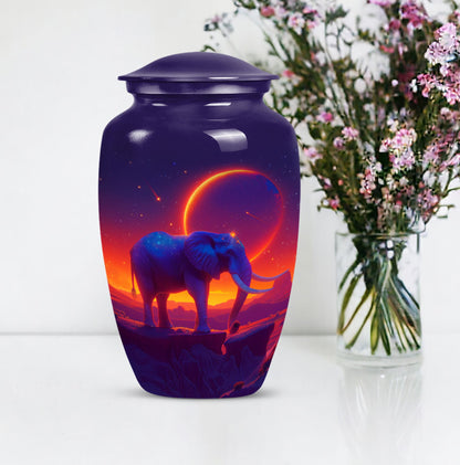 Elephant Urn memorial urn for adults with butterfly theme.