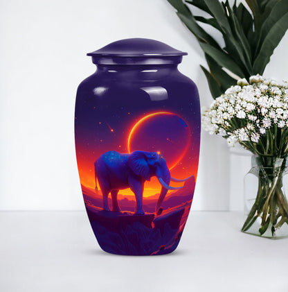 Elephant Urn memorial urn for adults with butterfly theme.