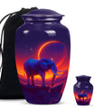 Elephant Urn memorial urn for adults with butterfly theme.