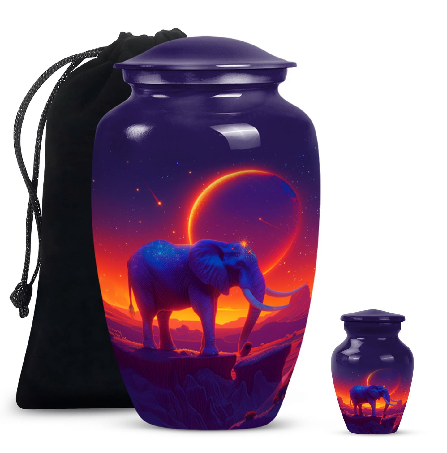 Elephant Urn memorial urn for adults with butterfly theme.