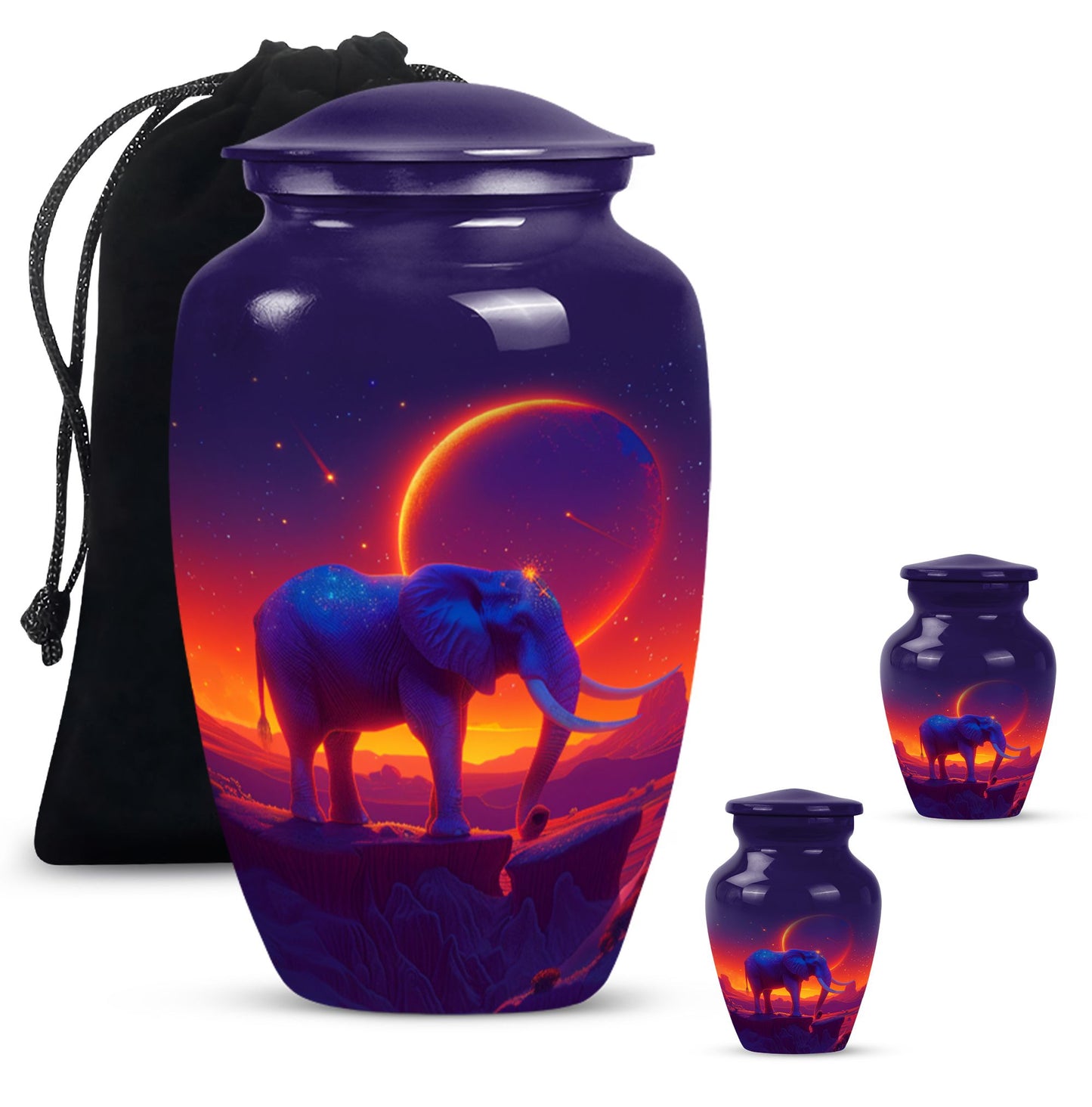 Elephant Urn memorial urn for adults with butterfly theme.