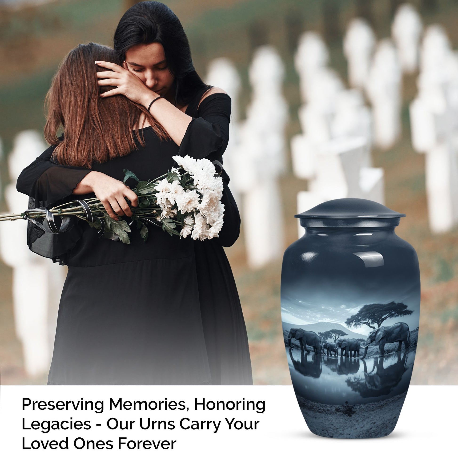 Classic 10-inch Elephant-themed cremation urn 