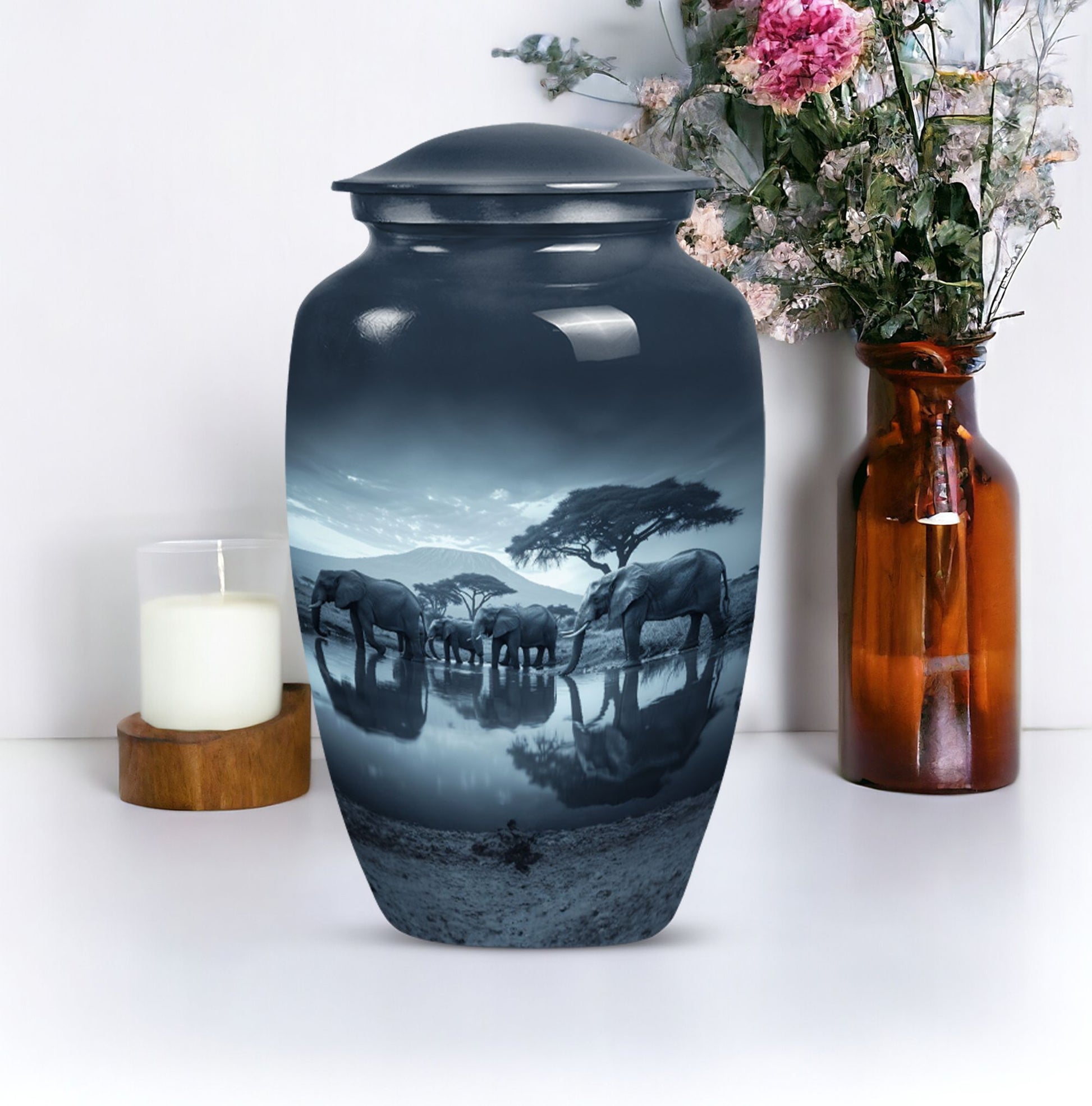 Classic 10-inch Elephant-themed cremation urn 
