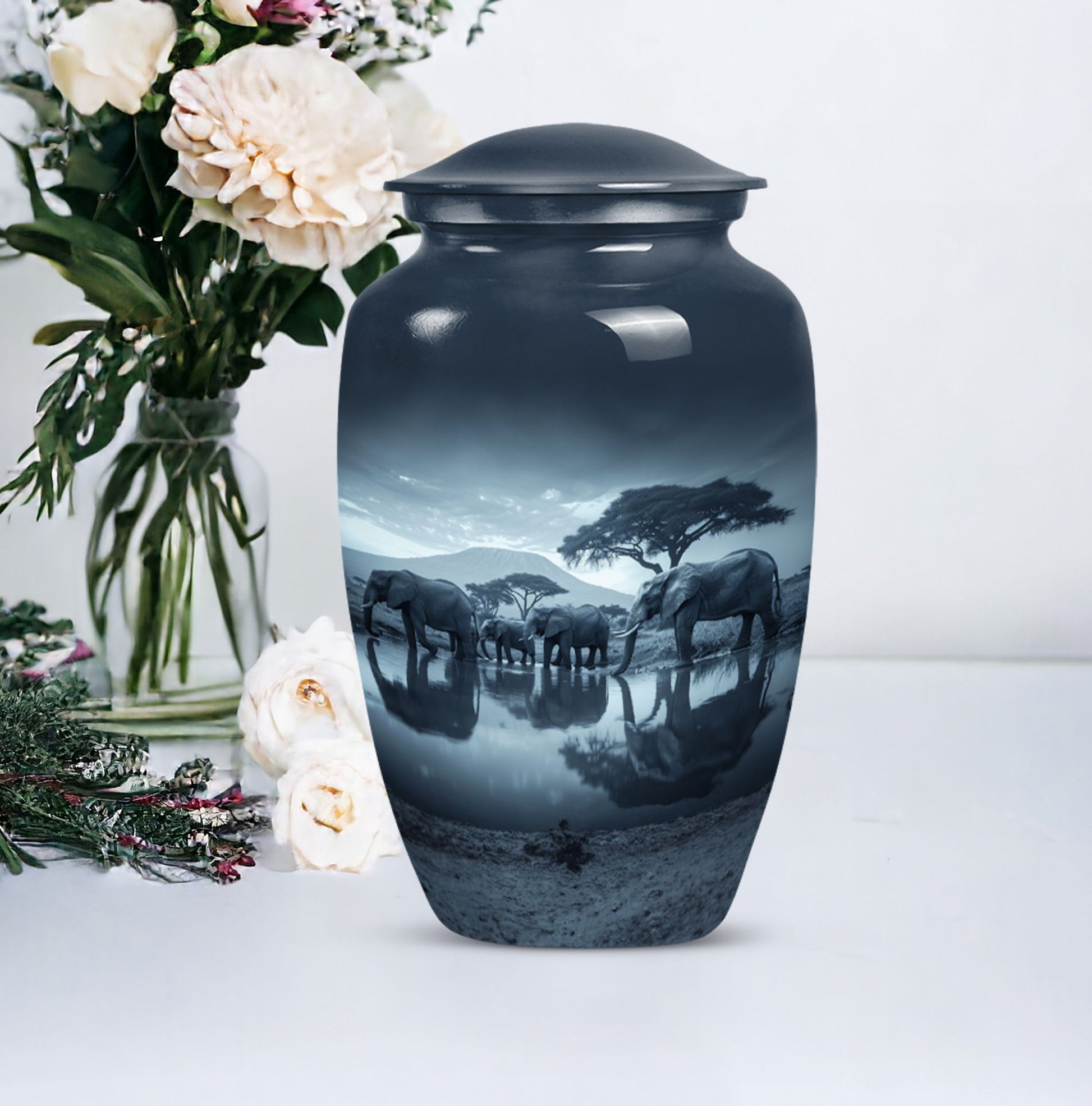 Classic 10-inch Elephant-themed cremation urn 