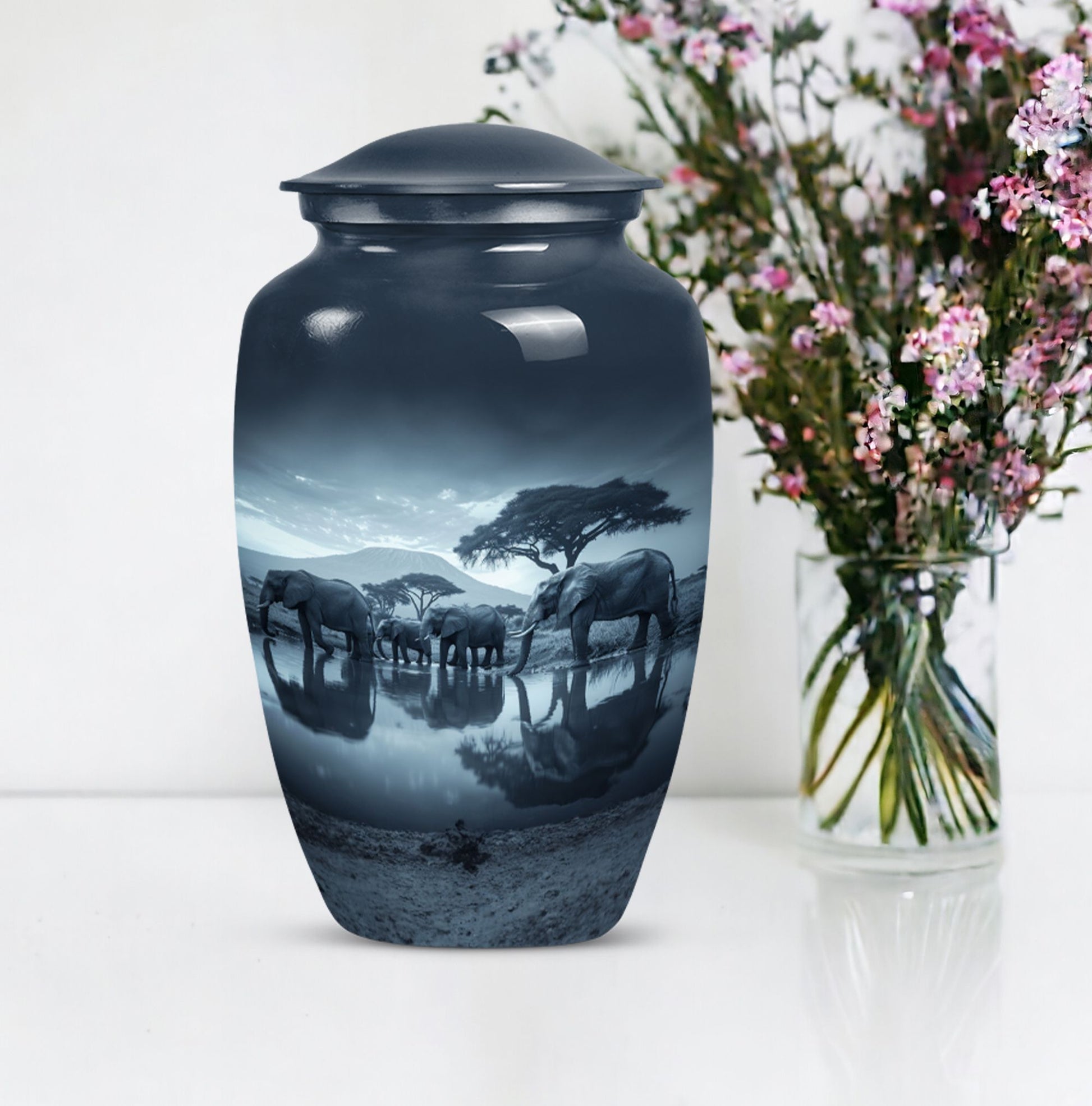 Classic 10-inch Elephant-themed cremation urn 