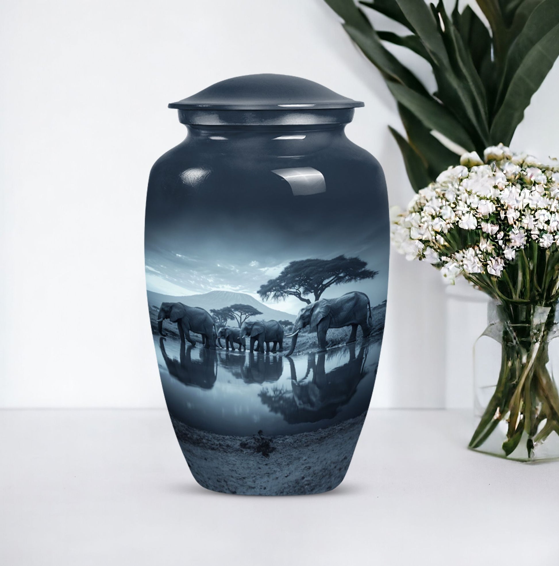 Classic 10-inch Elephant-themed cremation urn 