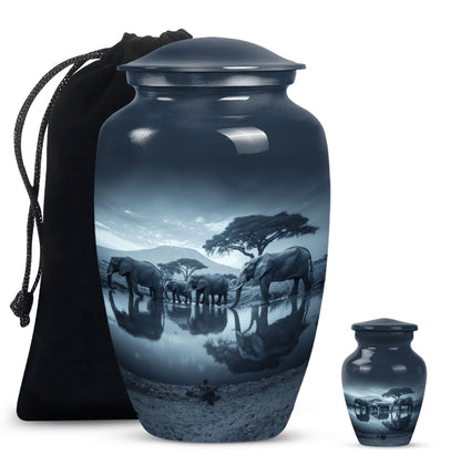 Classic 10-inch Elephant-themed cremation urn 