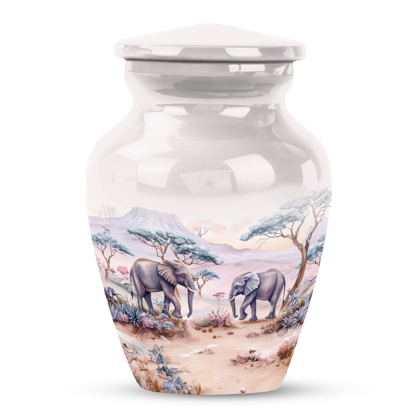 Butterfly themed elephant urn.