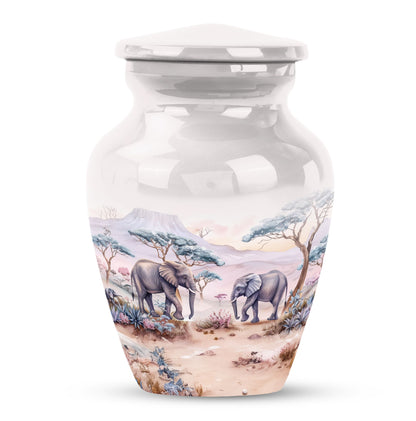 Butterfly themed elephant urn.