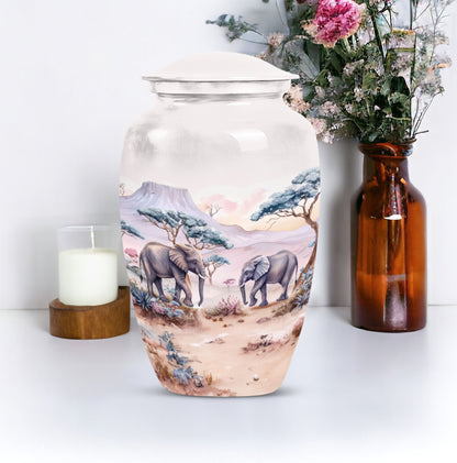 Butterfly themed elephant urn.
