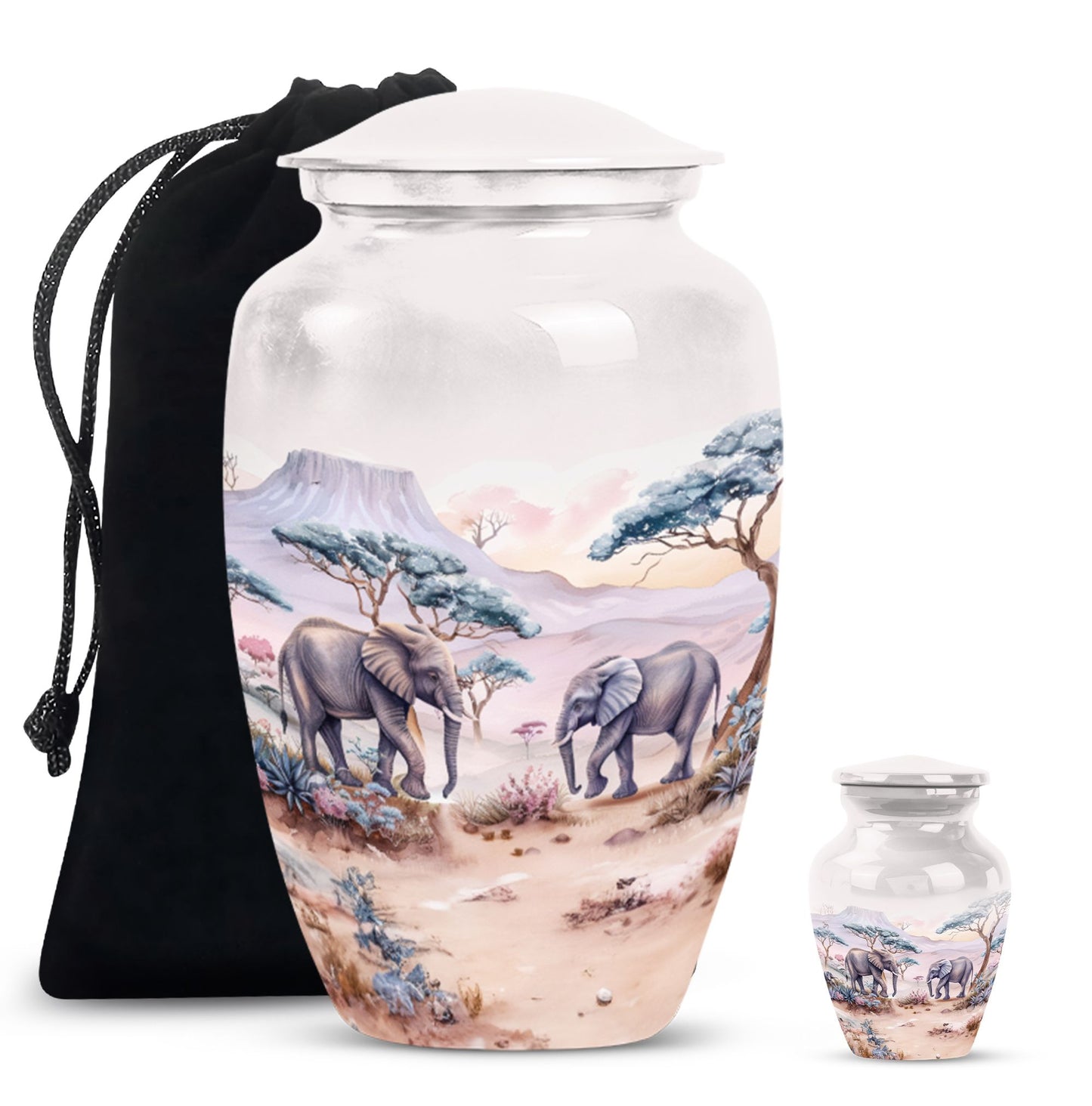 Butterfly themed elephant urn.